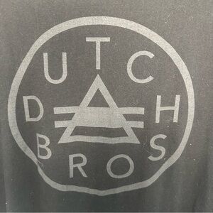 Dutch Bros MEDIUM Black Gray Triangle Cuffed Sleeves DB 1992